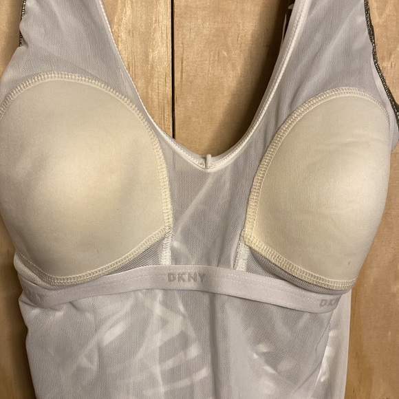 DKNY one piece swimming suit, size 8 color olive and white. - Picture 6 of 8